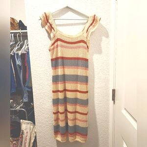 Striped Knit Sleeveless Midi Dress